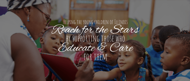 Teacher reading to young Illinois children: "Reach for the Stars.